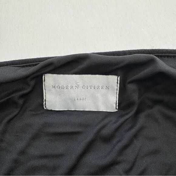 Modern Citizen Black Kiki Ruched Side-Slit Midi Skirt Size Large NWOT - Picture 3 of 6